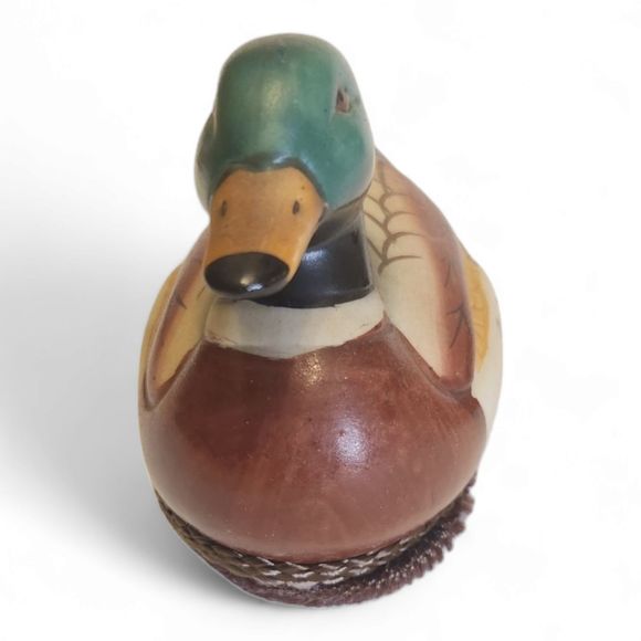 Vintage Ceramic Duck Lint Remover Brush Mallard Figurine Decoy 5" x 3 1/4" - Picture 4 of 7